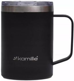 Термокружка Kamille Black 360мл з ручкою, чорна
