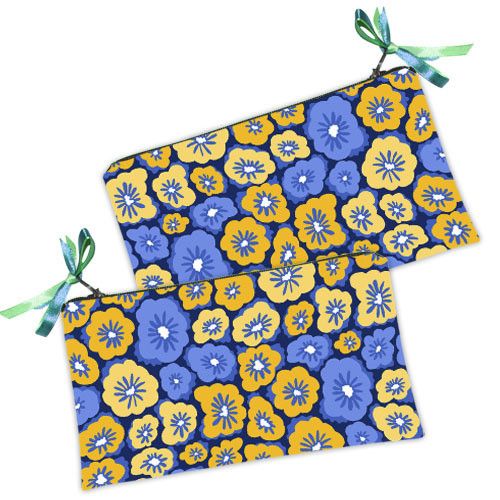 Косметичка жіноча Желто-голубые цветы 20х12 см (K_22U032)