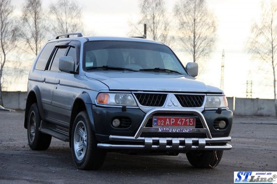 Передній захист ST015-2024WT (нерж) для Mitsubishi Pajero Sport 1996-2007 | Зображення 2