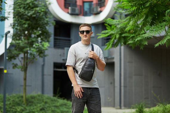 Шкіряна чоловіча нагрудна сумка слінг Tiding Bag 79906 | Зображення 2