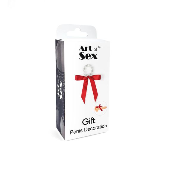 Прикраса на пеніс із перлинами "Подарунок" Art of Sex - Gift, Червоний, День закоханих, Новий рік, One Size | Зображення 5