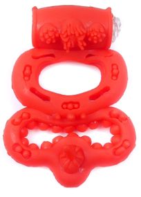 Эрекционное вибро кольцо BOSS Vibrating Duo Cock Ring Red, BS6700046 Sex Aura