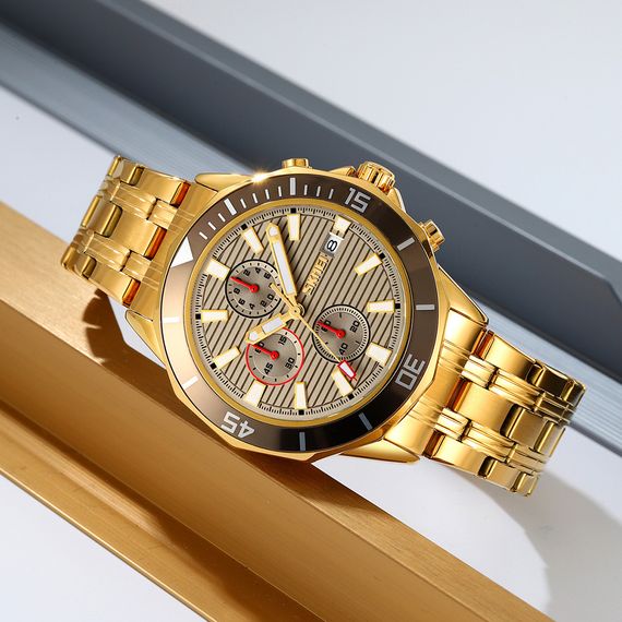 Чоловічий годинник Skmei 9335GDGY Gold-Grey | Зображення 3