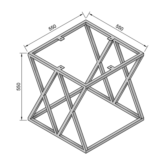 Подстолье каркас для журнального стола из металла 550×550mm, H=550mm Золото | Зображення 2
