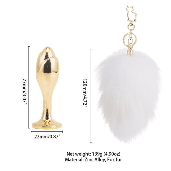 Металева анальна пробка — кролячий хвіст LOCKINK SEVANDA White Bunny-Tail Anal Rose-shape Plug | Зображення 6
