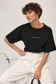 Однотонна футболка з написом вільного фасону - чорний цвет, ONE SIZE (є розміри)