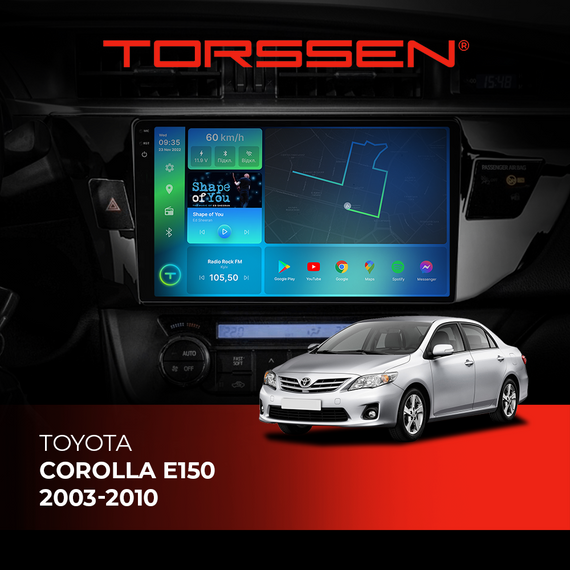 Штатна магнітола Torssen 2K Toyota Corolla E150  2003-2010 F9432 4G Carplay DSP