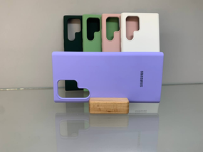 Samsung Galaxy S22 Ultra Протиударний чохол з логотипом софт тач голубий