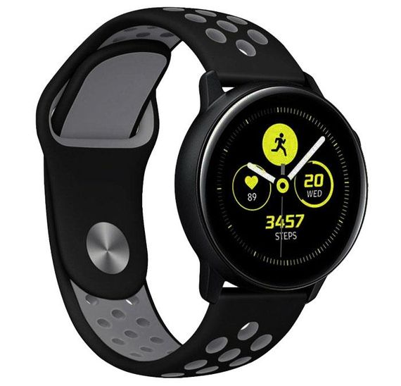 Спортивний ремінець Primo Perfor Sport годинника для Samsung Galaxy Watch Active / Active 2 - Black&Grey | Зображення 1