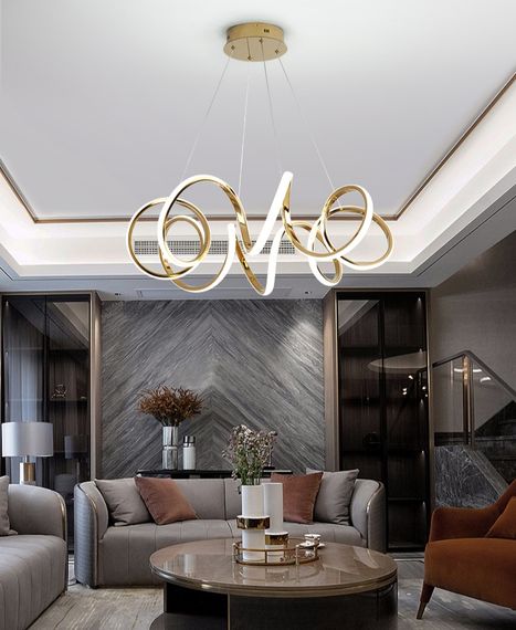 Люстра світлодіодна підвісна LED світильник для квартири на стелю лед 27500 Золото 30-180х55х55 см. | Зображення 2