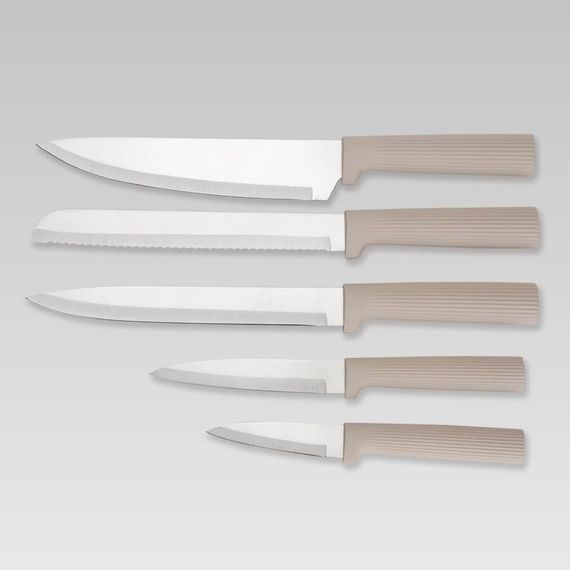 Набор кухонных ножей с подставкой и разделочными досками Maestro MR-1412-BEIGE, 10 предметов | Зображення 5
