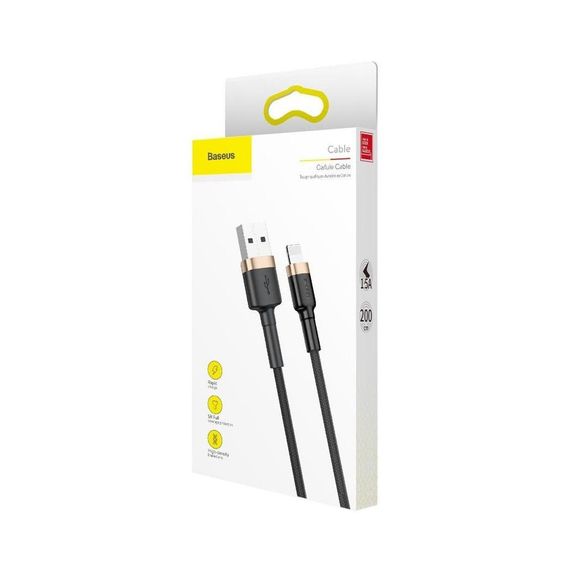 Дата кабель USB 2.0 AM to Lightning 2.0m 1.5A gold-black Baseus (CALKLF-CV1) | Зображення 3