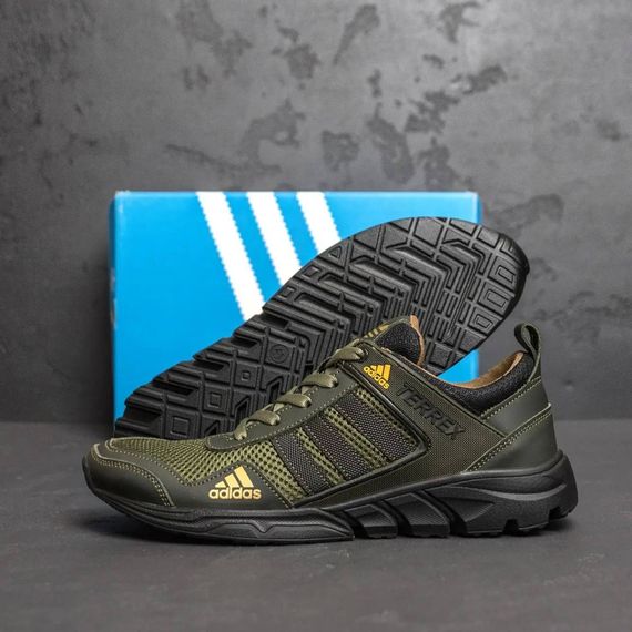 Кросівки літні Adidas Terrex натуральна шкіра - вставка сітка колір: олива | Зображення 1