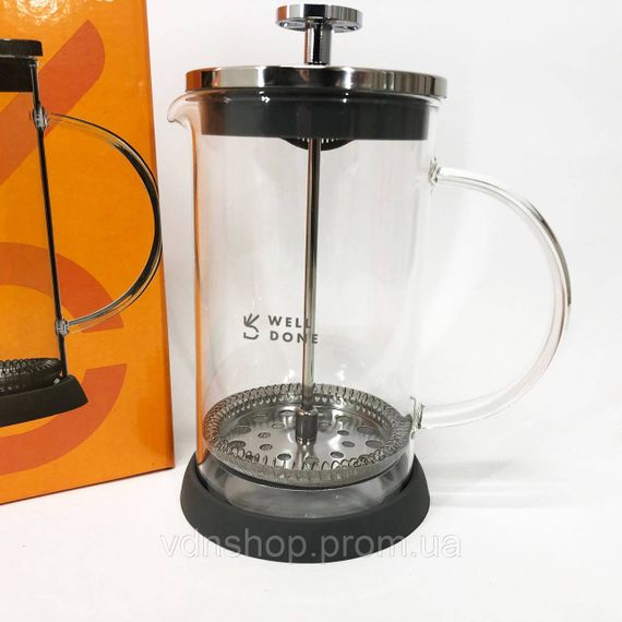 Заварочный чайник стеклянный с ручкой Well, Заварники для заваривания чая с прессом MY-10 | Зображення 3
