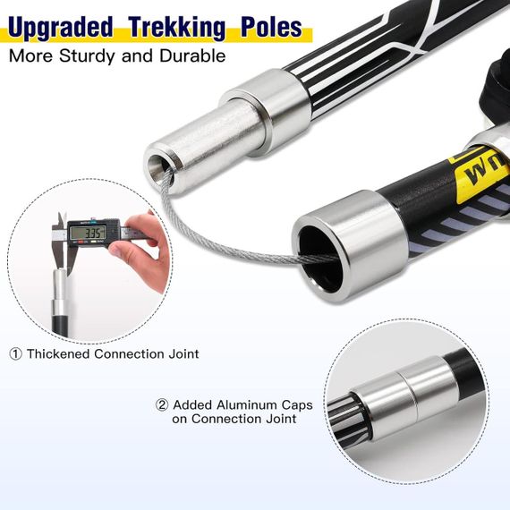 Легка складана трекінгова палка HUGSEE з алюмінію для жінок і чоловіків, EVA ручка, чохол та аксесуари | Зображення 4