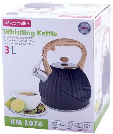 Чайник Kamille Whistling Kettle Black 3л з нержавіючої сталі зі свистком, чорний | Зображення 6