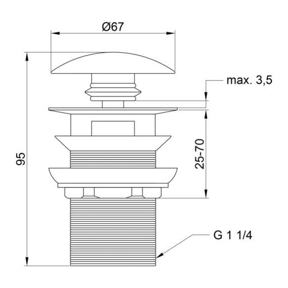 Донный клапан Lidz Tani 003 нажимной 1 1/4" с переливом LDTAN003CRM32526 Chrome | Зображення 1