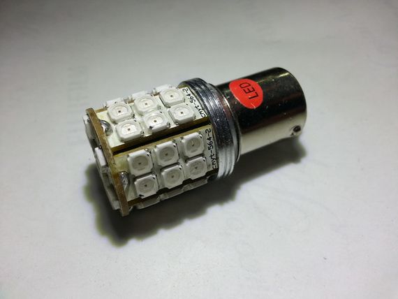 Светодиодная автолампа 1156(P21W)-S25-BA15s-45pcs 1210 (215Lm) RED  (CHI MING) | Зображення 1