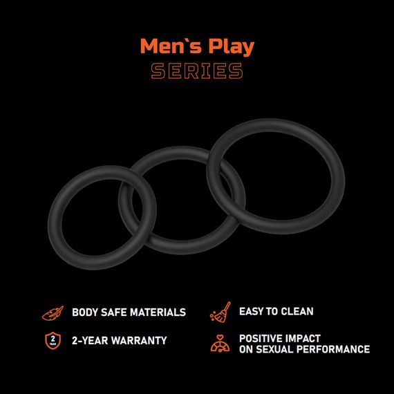 Ерекційні кільця - Erospace Men’s Play Set Of 3 Cock Rings B7 | Зображення 1