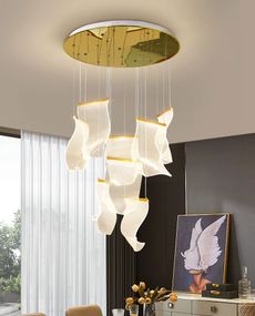 Люстра світлодіодна підвісна LED світильник для квартири на стелю лед 26909 Латунь 35-200х6х24 см.