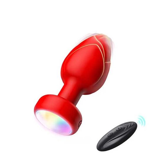 Анальна пробка що світиться з вібрацією і Д/У Light Anal Plug 3,5*9 см червона — Анальні іграшки