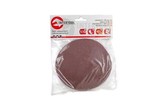 Круг шлифовальный на липучке Intertool - 125 мм Р600 плотность E (10 шт.) (BT-0570) | Зображення 1