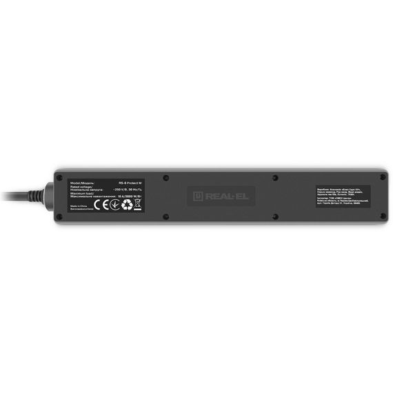 Мережевий фільтр живлення REAL-EL RS-6 Protect M 3m, black (EL122300034) | Зображення 6