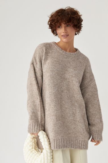 Вільна мохерова кофта - кавовий цвет, ONE SIZE (є розміри) | Зображення 4