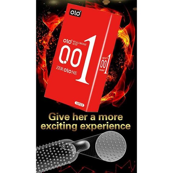 Презервативы Olo 0.01 RED Foil с пупырышками и гиалуроновой смазкой 10 шт | Зображення 1