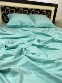 Постільна білизна Страйп сатин Soft двоспальне 180х220 см м'ята