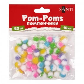 Помпоны с люрексом голографическим Santi 955444 10 мм 50 шт/уп
