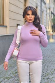 Женская теплая водолазка на флисе Ri282 цвет розовый, размер 42/46