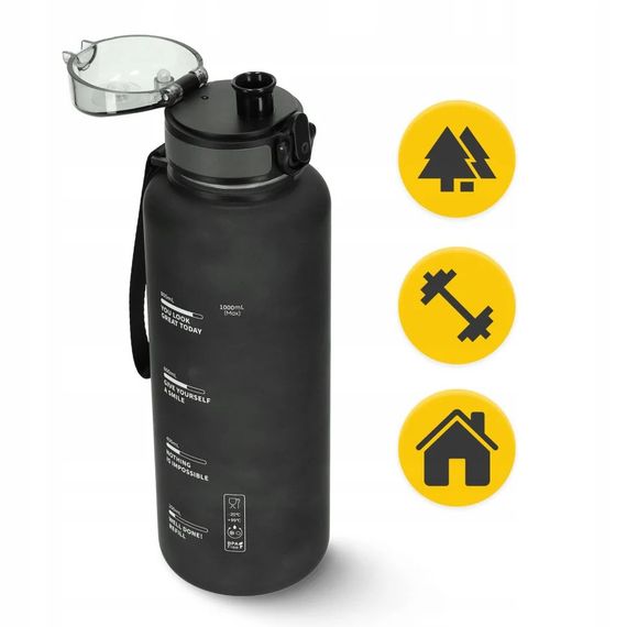 Пляшка для води спортивна 4FIZJO P-5905973403788, 1000 мл, чорний | Зображення 1