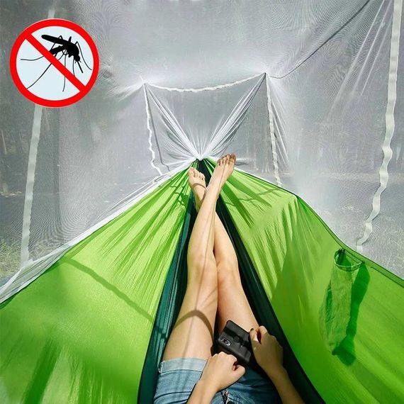 Підвісний туристичний гамак з москітною сіткою (2,45х1,3м), до 200 кг, HAMMOCK NET / Нейлоновий гамак-намет для відпочинку | Зображення 3