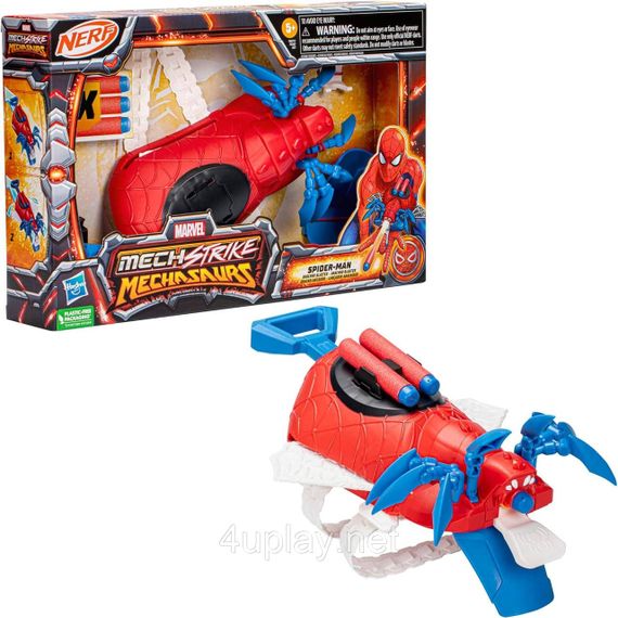 Бластер Нерф Рукавичка Людина Павук Marvel Mech Strike Mechasaurs Spider-Man Arachno Blaster Hasbro