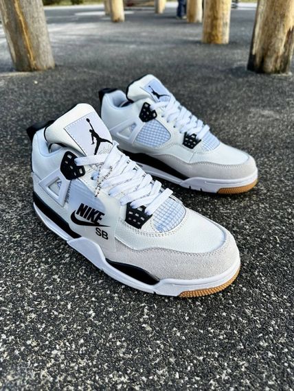 Кросівки Nike SB Air Jordan Retro 4 (white & gray) | Зображення 7