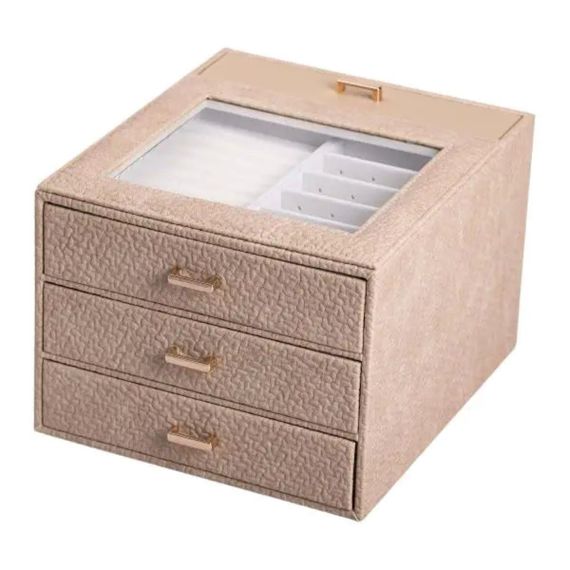 Шкатулка для украшений из эко кожи 3 яруса органайзер для ювелирных изделий HP-5-16CR | Зображення 3