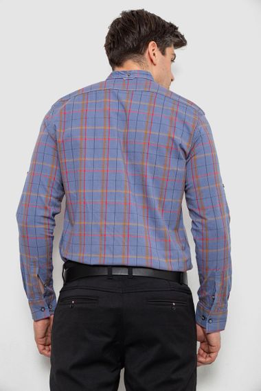Рубашка мужская в клеточку, цвет джинс, 214R1255 | Зображення 3