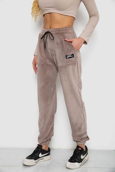 Штани жіночі велюрові, колір мокко, 238R58473-1 | Зображення 2