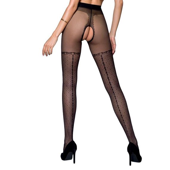 Колготки з відкритим доступом, імітація панчіх TIOPEN 014 black (20 den) — Passion, 1/2 | Зображення 1