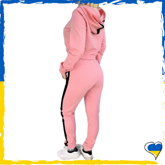 Жіночий спортивний костюм. Топ + штани. Костюм жіночий рожевий 42-48 | Зображення 1