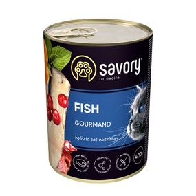 Корм вологий Savory Cat Can Adult Fish консерви для вибагливих котів з рибою 400 г