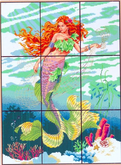 Набір для вишивання за нанесеною на канву схемою ""Mermaid (5)". AIDA 14CT printed 43*56 см | Зображення 2