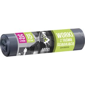Пакеты для мусора Anna Zaradna с завязками черные LDPE 35 л 15 шт. (4820102052846)