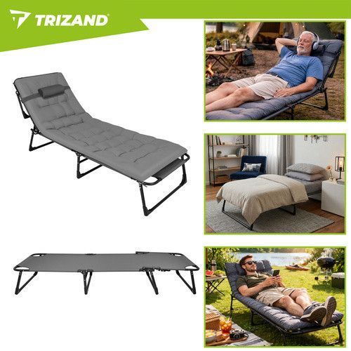 Складаний садовий шезлонг 192x68x28 см Trizand 27633 | Зображення 9