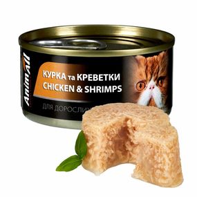 Вологий корм для котів з куркою та креветками Animall Cat Wet, 85 гр