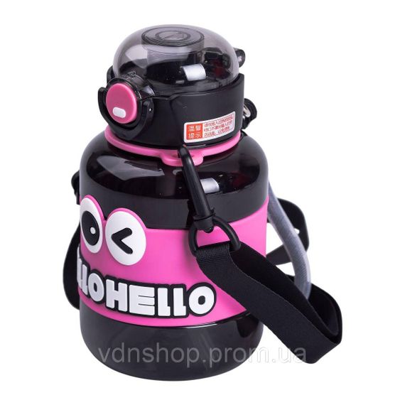 Пляшка для води дитяча з трубочкою 680 мл з ручкою та ремінцем Чорна HP-14-46B | Зображення 3