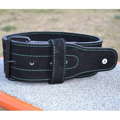 Атлетический пояс MadMax MFB-301 Suede Single Prong шкіряний Black/Green XXL (MFB-301_XXL) | Зображення 5