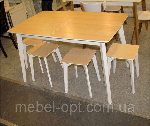Табурет Сингл, каркас - білий, сидіння - ясний натуральний, 330х330мм, висота 450мм | Зображення 5