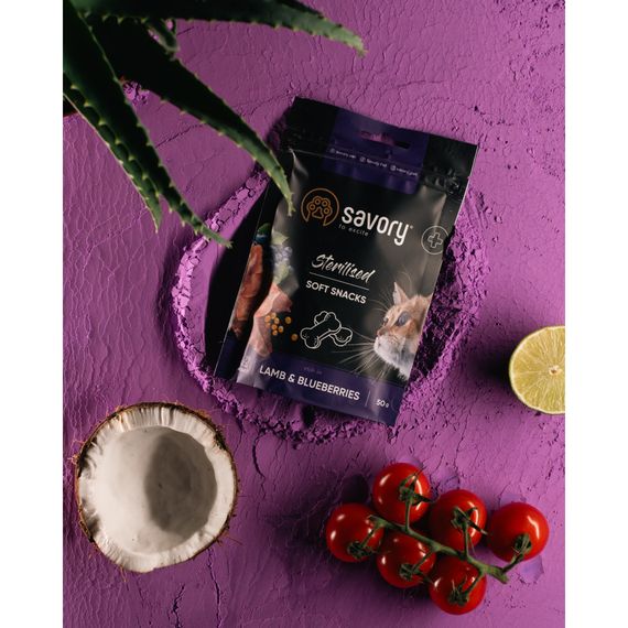 М які ласощі Savory для здоров’я стерилізованих котів, ягня та чорниці | Зображення 9